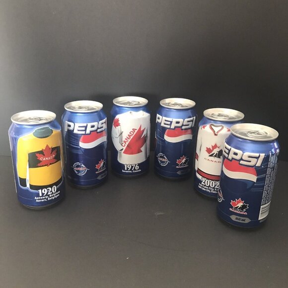 Pepsi Team Canada Olympic Jersey Cans Empty Sealed Set of 6 - Picture 4 of 5